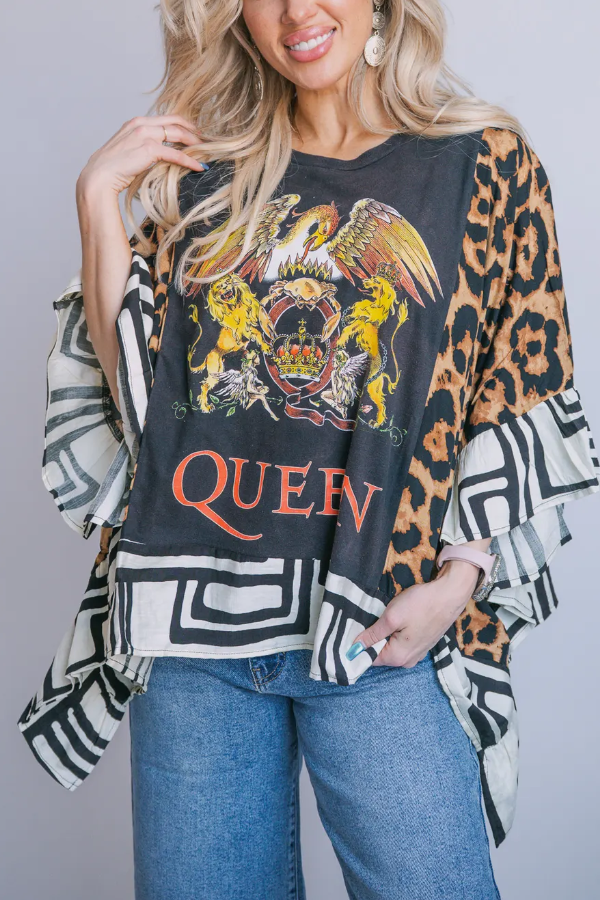 Queen Printed Bat Sleeve T-shirt (with Back Pocket)