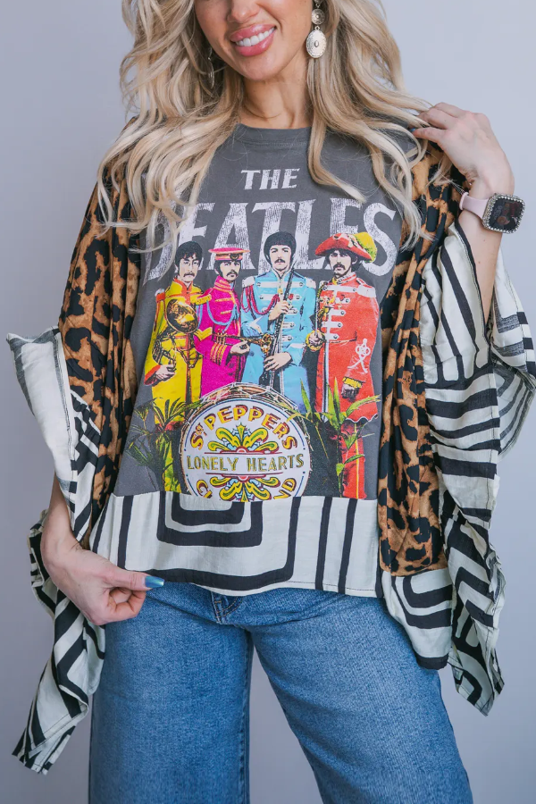 The Beatles Print Dolman Sleeve T-Shirt (No Back Pocket)