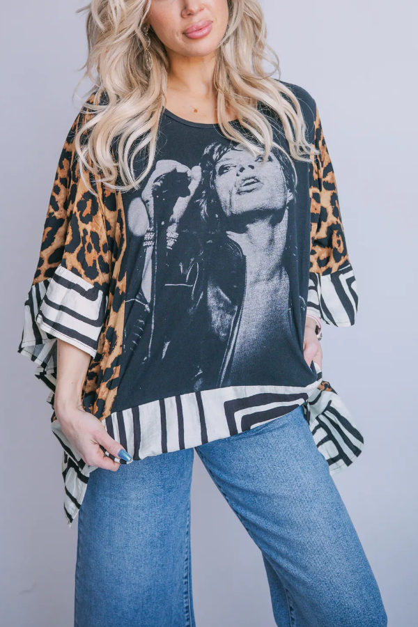 The Rolling Printed Batwing Sleeve T-Shirt (No Back Pocket)