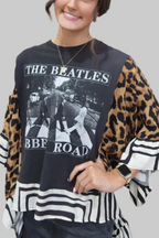 The Beatles Abbey Road Printed Bat Sleeve T-shirt (with Pockets)