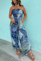 Dreaming of Us Strapless Jumpsuit Blue