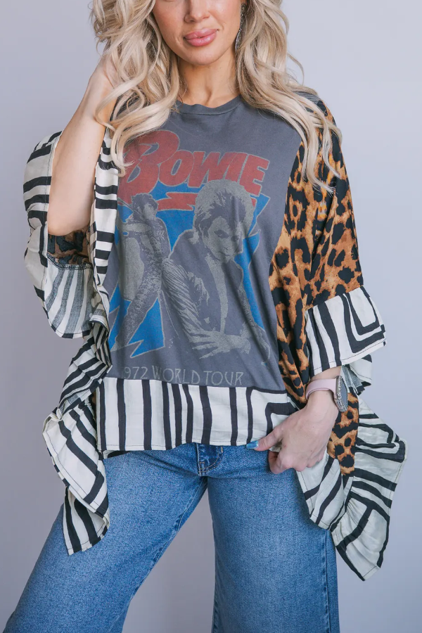 David Bowie Printed Bat Sleeve T-Shirt (No Back Pocket)