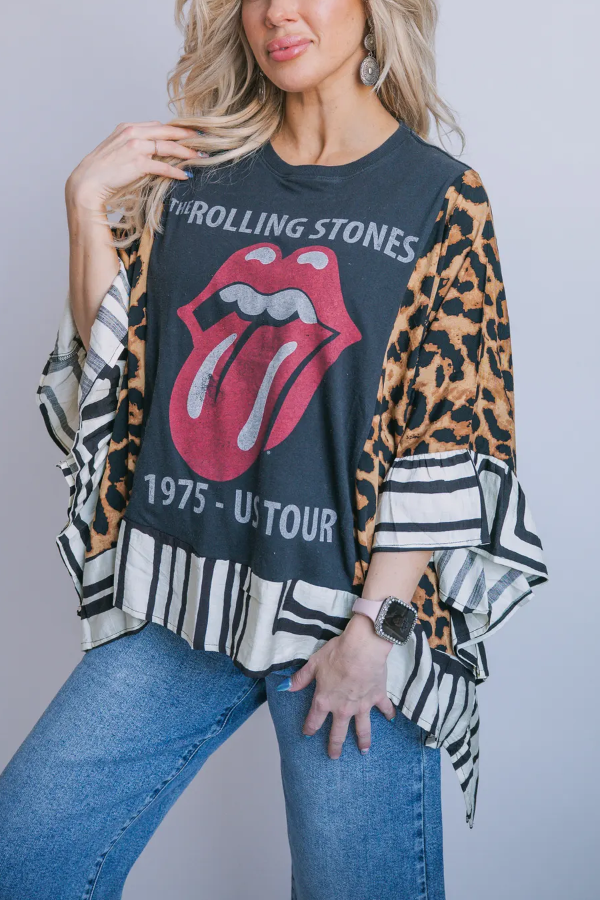 The Rolling Stones Printed Batwing Sleeve T-Shirt (with Pocket)