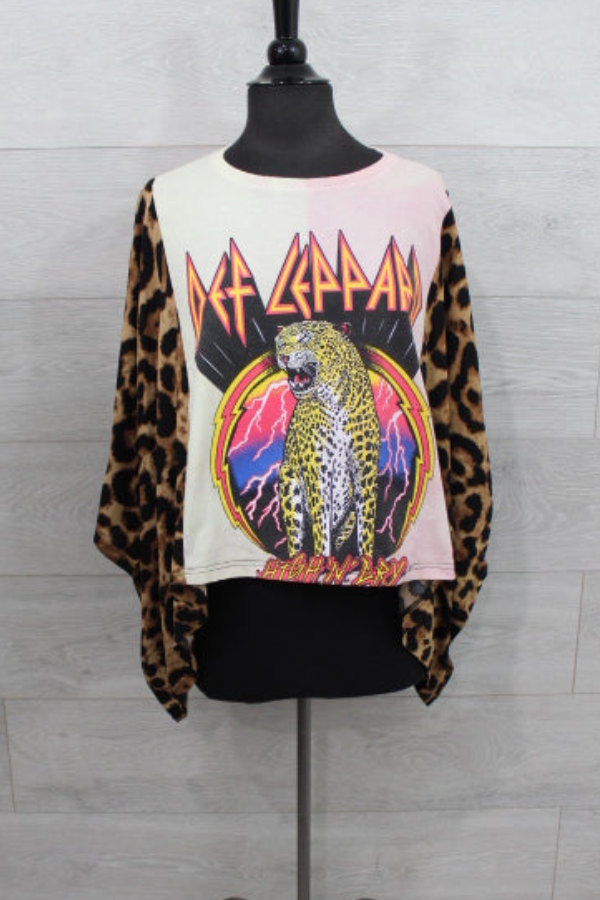 Def Leppard Hysteria-print Bat-sleeve T-shirt (with Back Pocket)