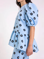Classic Daisy Flower Top Wide Leg Pocket Pants Set