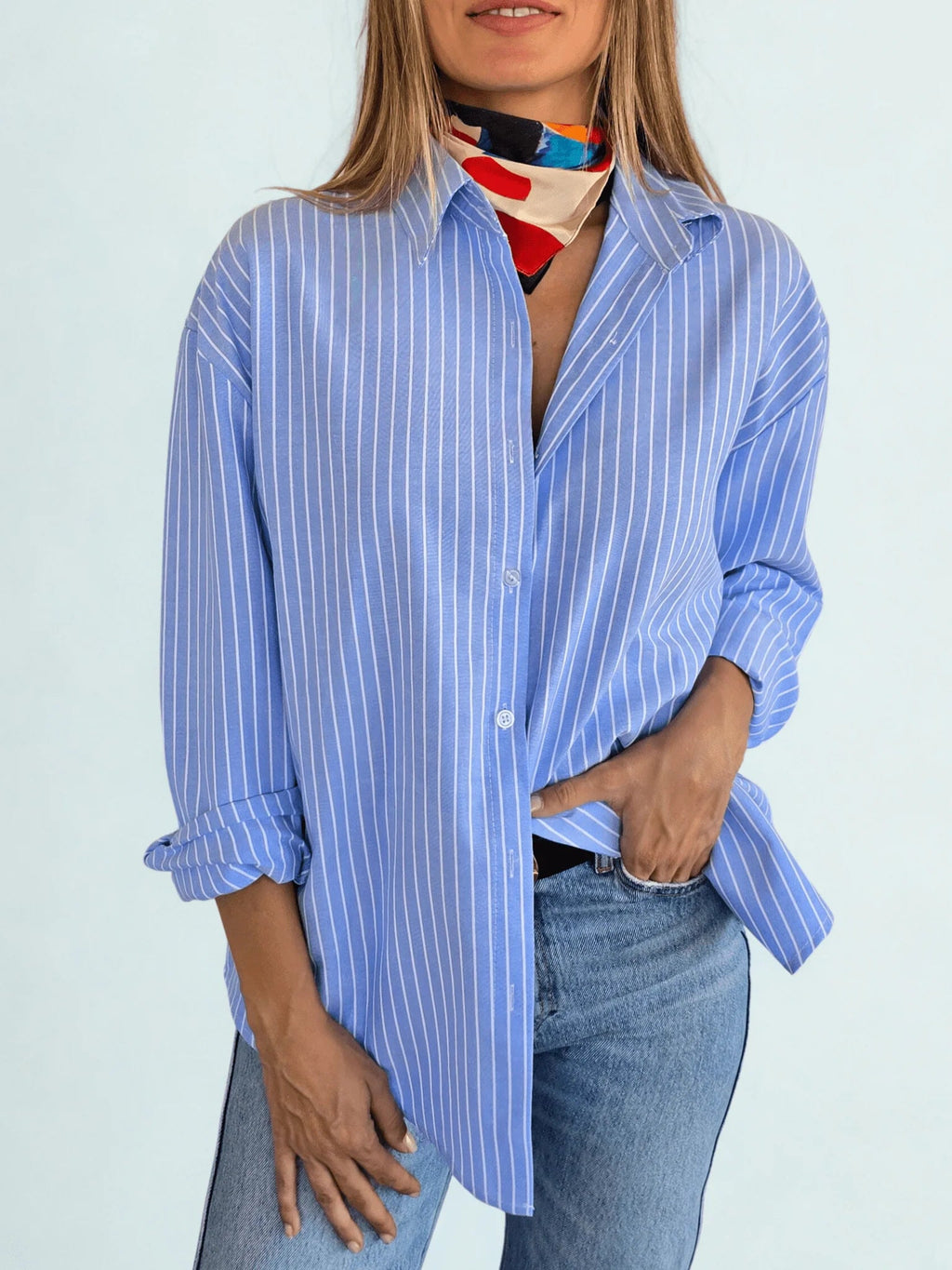 Women's Striped Long-sleeved Shirt
