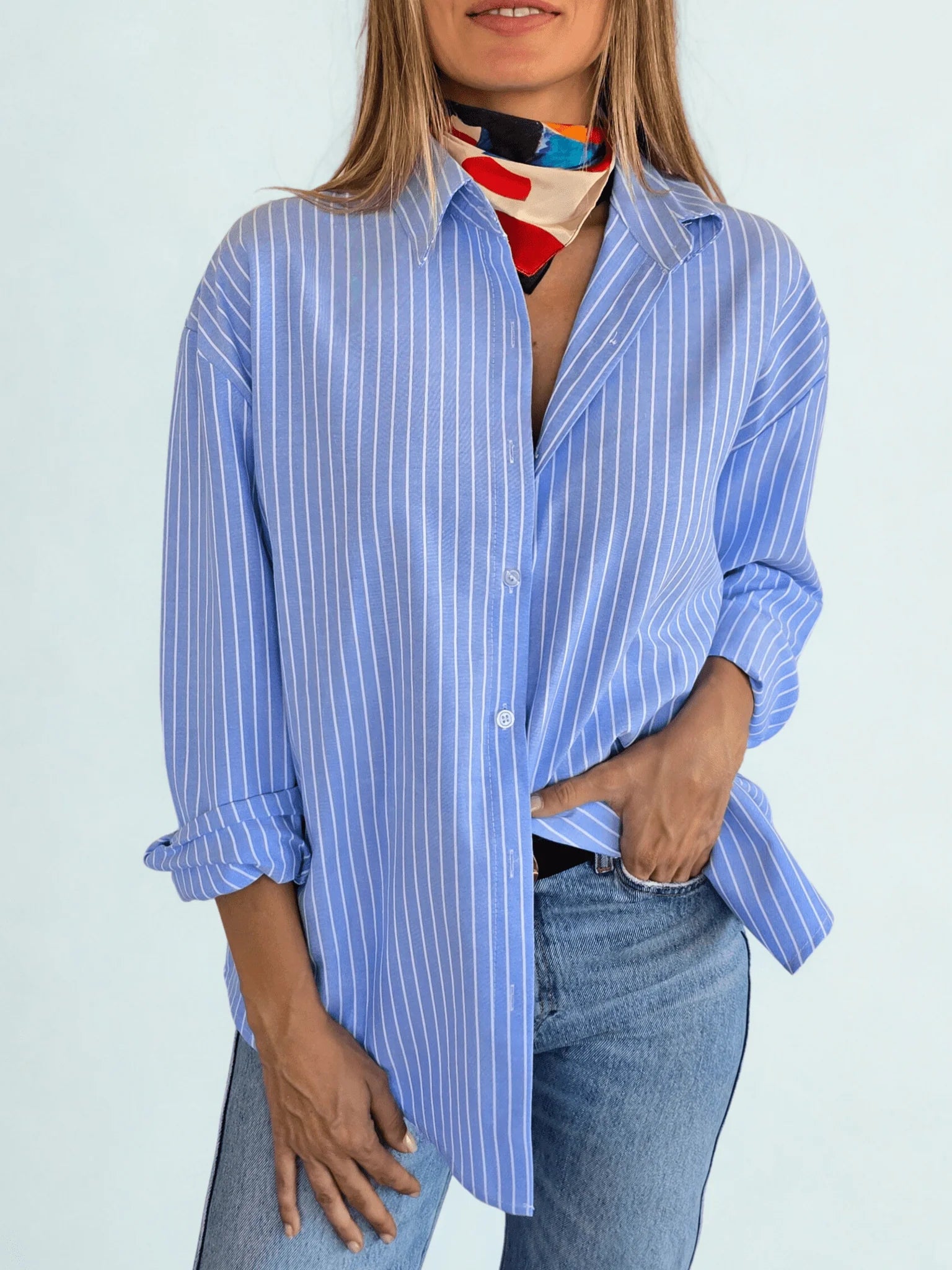 Women's Striped Long-sleeved Shirt