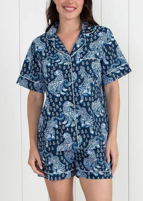 Animal Print Women's Home Short Sleeve Shorts Set