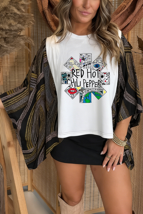Red Hot Chili Peppers Printed Batwing Sleeve T-Shirt (No Pocket)