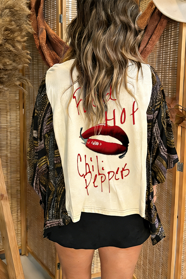 Red Hot Chili Peppers Printed Batwing Sleeve T-Shirt (No Pocket)