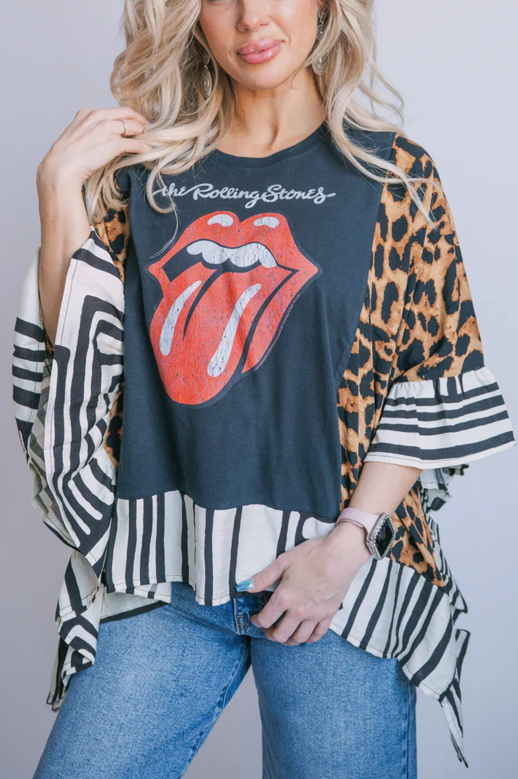 The Rolling Stones Printed Bat Sleeve T-shirt (Patch)