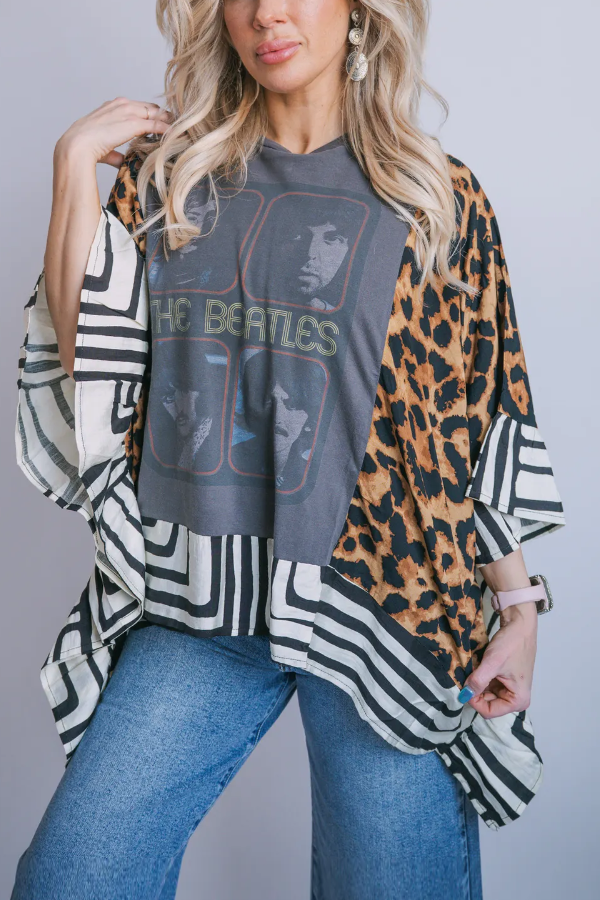The Beatles Print Dolman Sleeve T-Shirt (No Back Pocket)