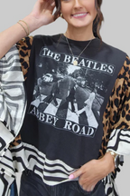 The Beatles Abbey Road Printed Bat Sleeve T-shirt (with Pockets)