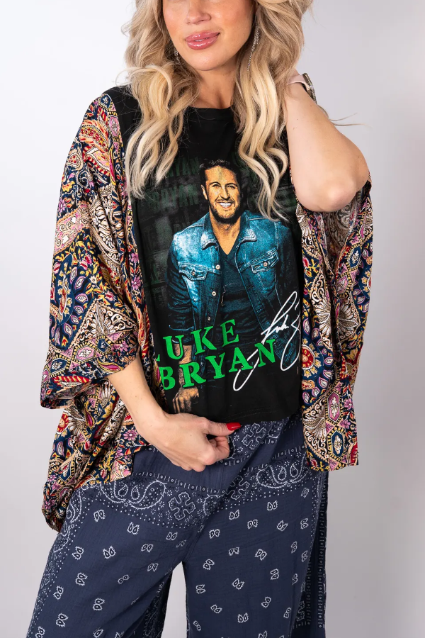 Luke Bryan Printed Bat Sleeve T-Shirt (with Back Pocket)