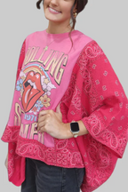 Bandana Baded Print Bat Sleeve T-shirt (with Pockets)