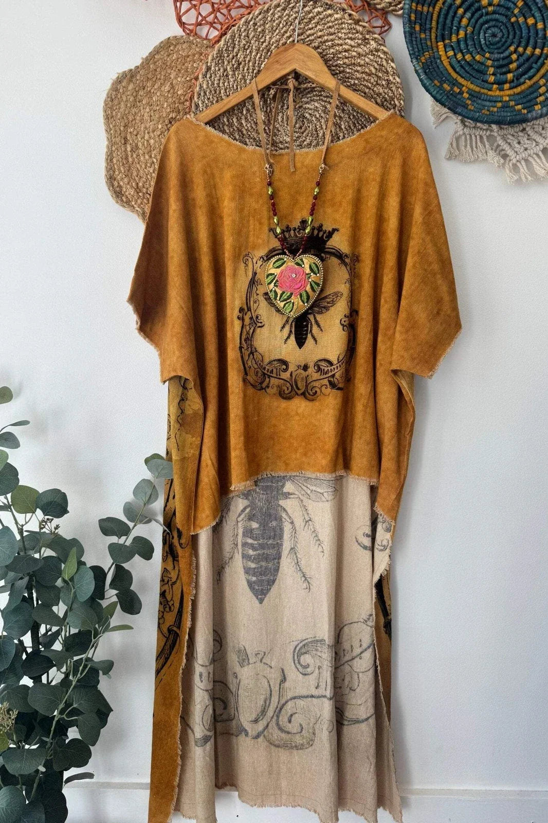 Queen Bee Hi Low Boho Summer Printed Top